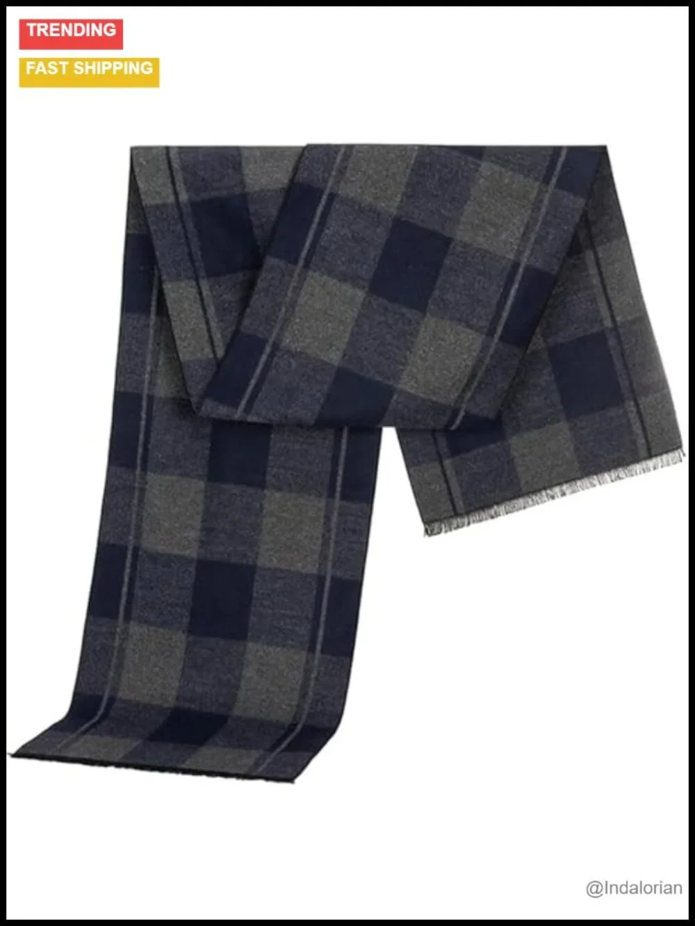 Men's Plaid Narrow Scarf Winter Neck Warmer Tartan Long Cold Weather